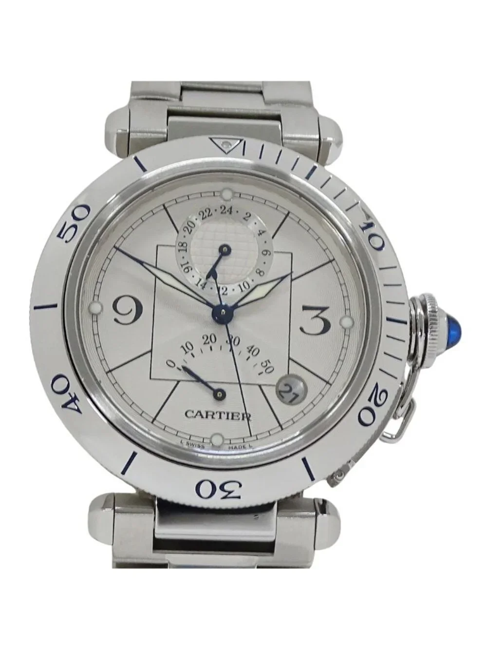 Cartier Watch Pasha Power Reserve GMT Date Automatic Winding at Stainless Steel